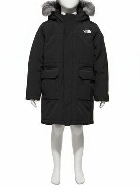 The North Face Toddler Kids Black Hooded Faux-Fur Arctic Parka Jacket Size 3